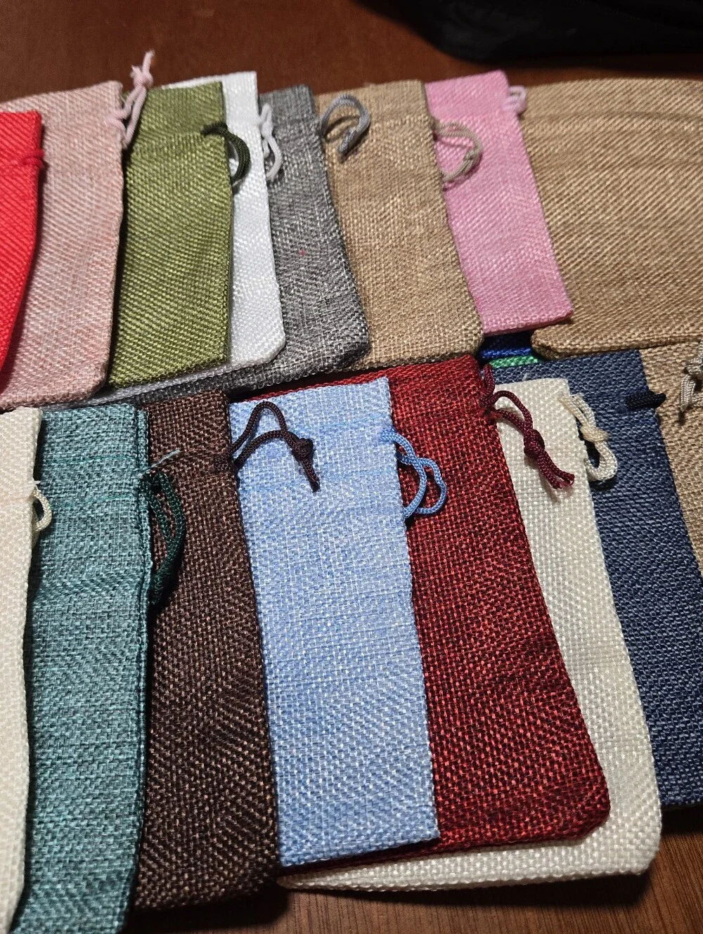 Set of Small 20 Drawstring  Pouches - Pastel Pink & Lavender As Well As Other Co